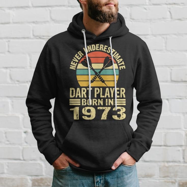 Never Underestimate Dart Player Born In 1973 Dart Darts Hoodie Gifts for Him