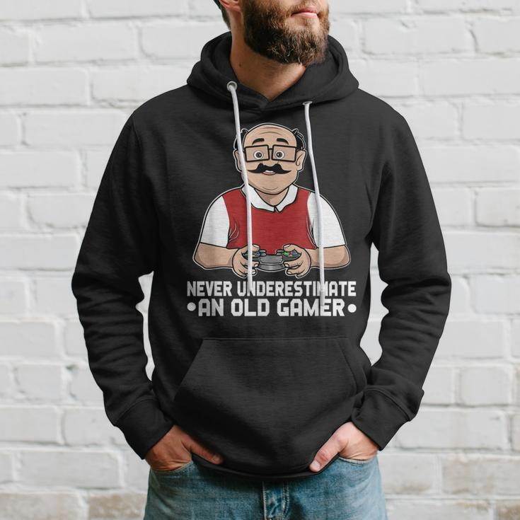 Never Underestimate An Old Gamer Controller Video Gaming Hoodie Gifts for Him