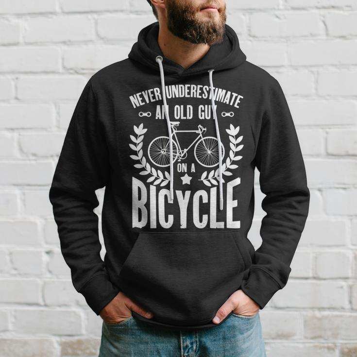 Never Underestimate An Old Guy On A Bicycle Grandpa Hoodie Gifts for Him