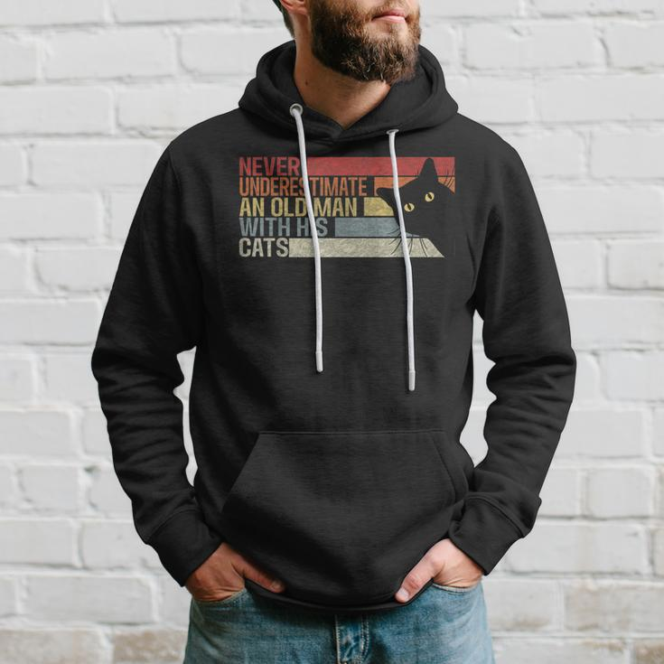 Never Underestimate An Old Man With His Cats Cats Lovers Hoodie Gifts for Him