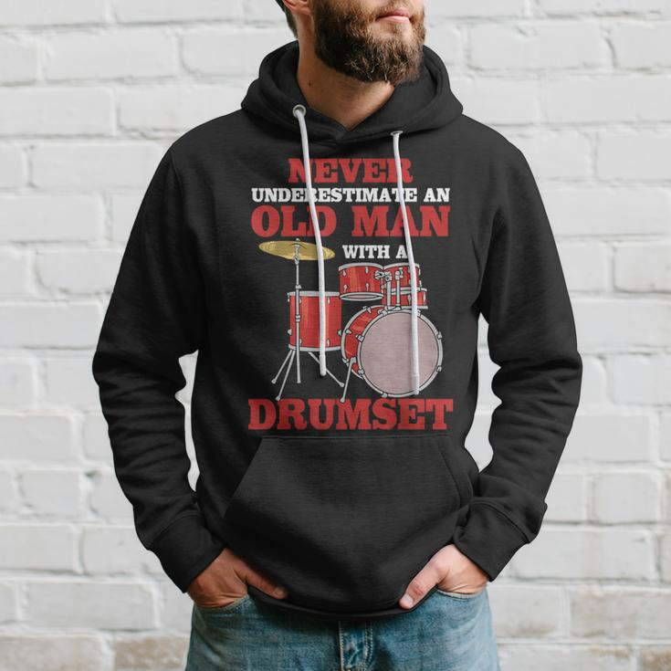 Never Underestimate An Old Man With A Drumset Drum Player Hoodie Gifts for Him