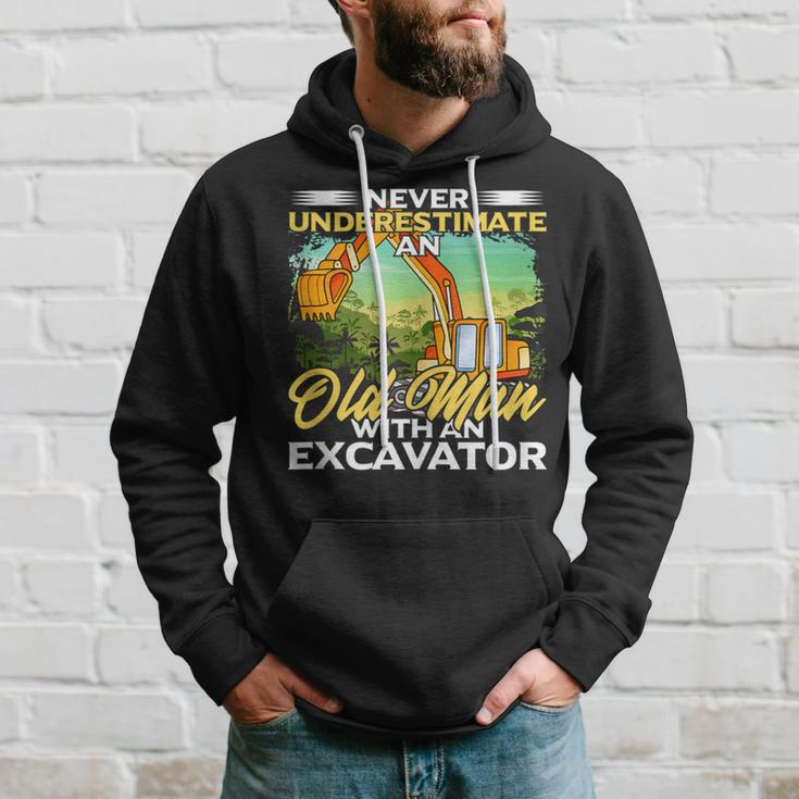 Never Underestimate An Old Man With An Excavator Driver Hoodie Gifts for Him
