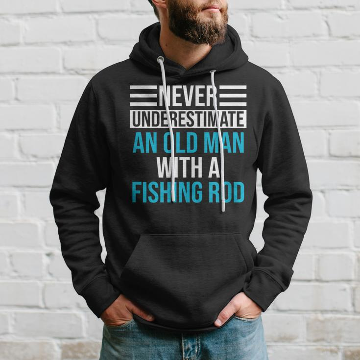Never Underestimate An Old Man Fishing Hoodie Gifts for Him