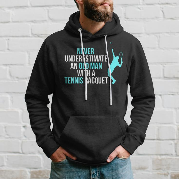 Never Underestimate An Old Man Tennis Racquet Sports Hoodie Gifts for Him