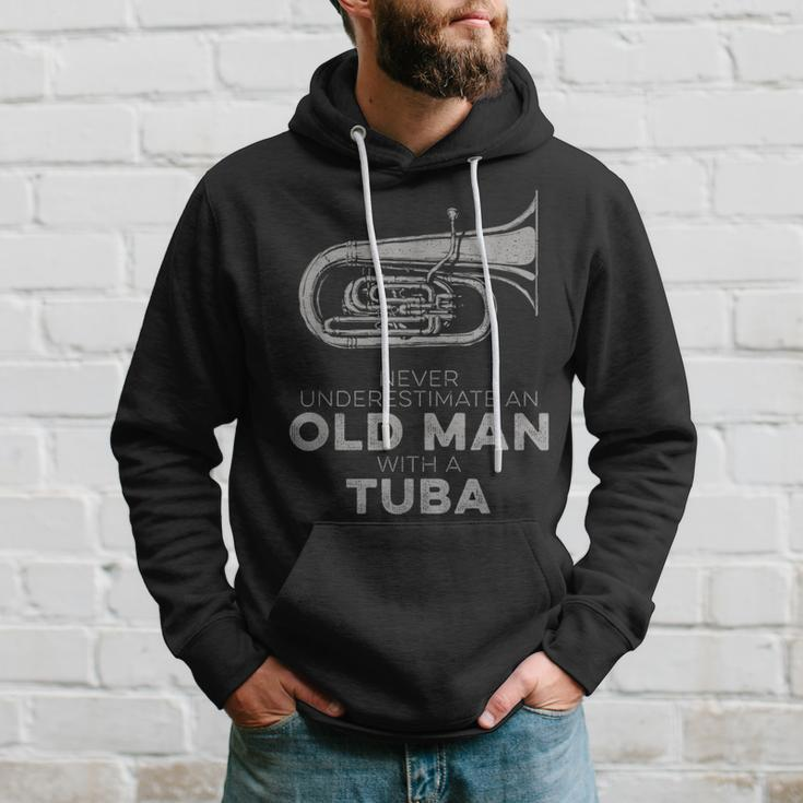 Never Underestimate An Old Man With A Tuba Vintage Novelty Hoodie Gifts for Him