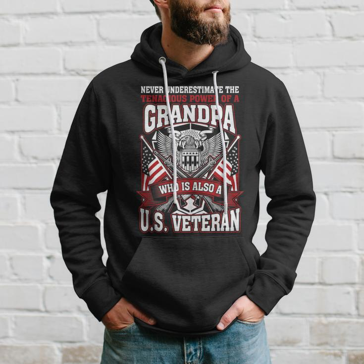 Never Underestimate US Veteran Grandpa Grandfather Hoodie Gifts for Him