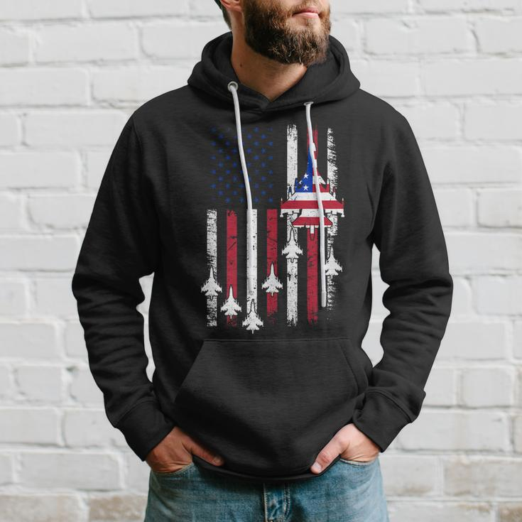 Usa Airplane Jet Fighter 4Th American Flag Of July Patriotic Hoodie Gifts for Him