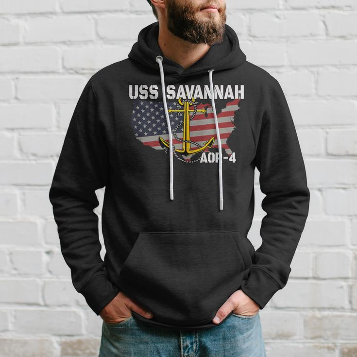 Uss Savannah Aor-4 Replenishment Oiler Ship Veterans Day Dad Hoodie Gifts for Him