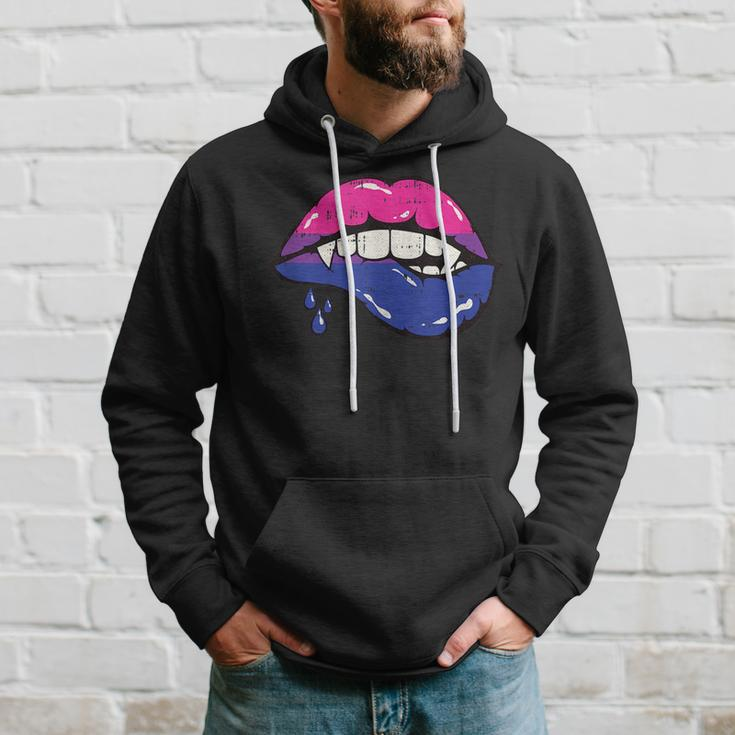 Vampire Lips Bi-Sexual Pride Sexy Blood Fangs Lgbt-Q Ally Hoodie Gifts for Him