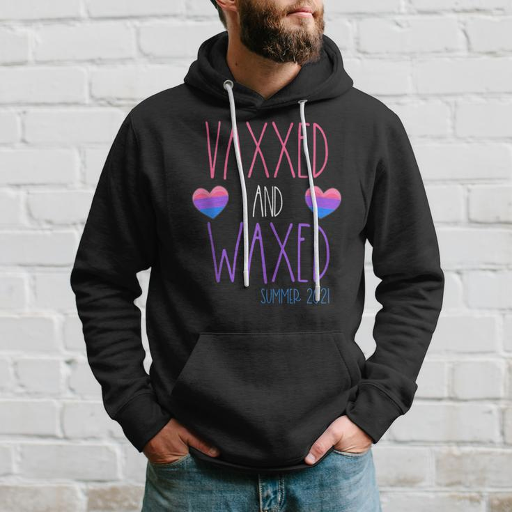 Vaxxed And Waxed Summer 2021 Bisexual Pride Stuff Cute Hoodie Gifts for Him