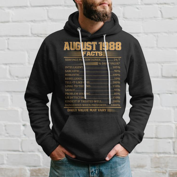 Vintage 30Th Birthday Made In August 1988 Facts Hoodie Gifts for Him