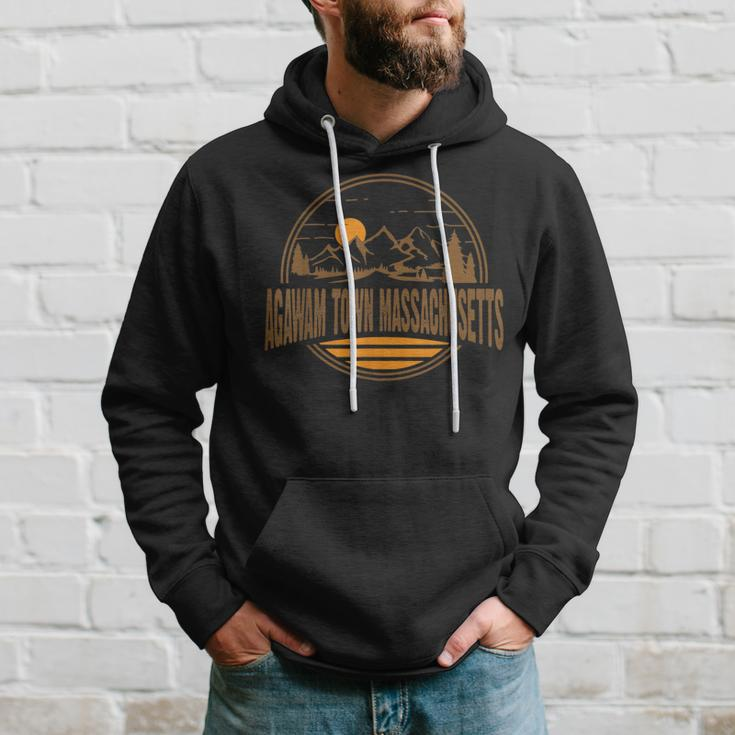 Vintage Agawam Town Massachusetts Mountain Hiking Print Hoodie Gifts for Him