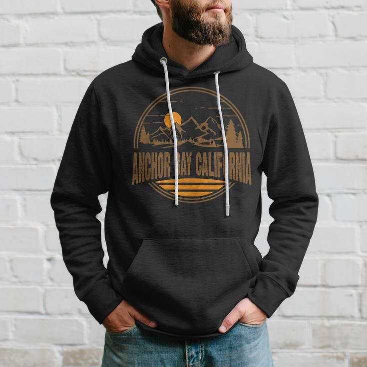 Vintage Anchor Bay California Mountain Hiking Print Hoodie Gifts for Him