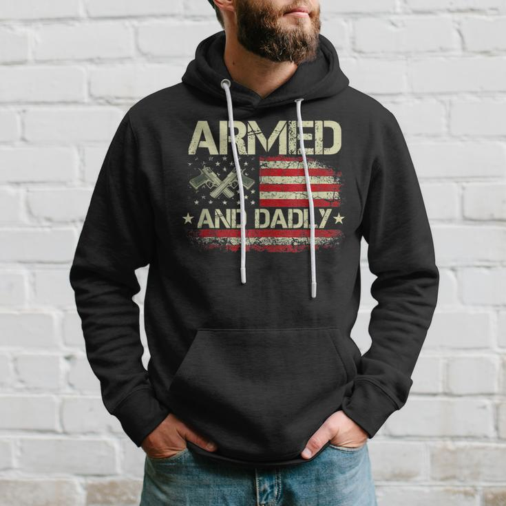 Vintage Armed And Dadly Funny Deadly Father For Fathers Day Hoodie Gifts for Him