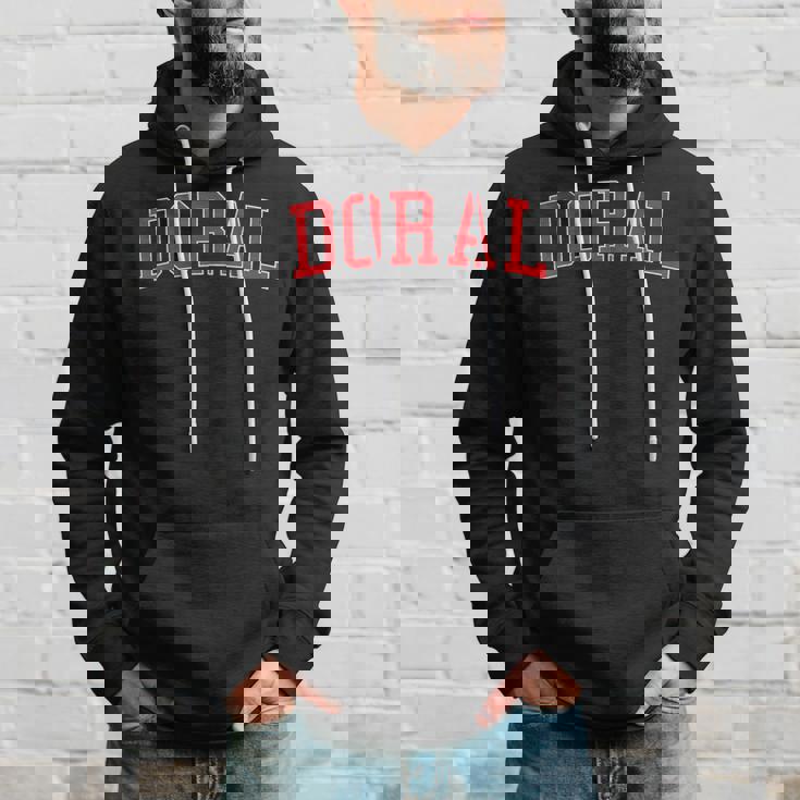 Vintage Doral Fl Varsity Style Red Text Hoodie Gifts for Him