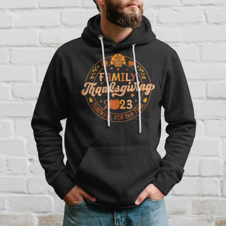 Vintage Family Thanksgiving 2023 Thankful My Tribe Matching Hoodie Gifts for Him