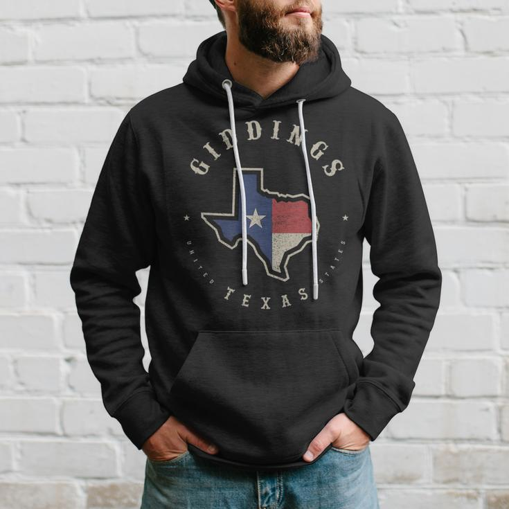 Vintage Giddings Texas State Flag Map Souvenir Hoodie Gifts for Him