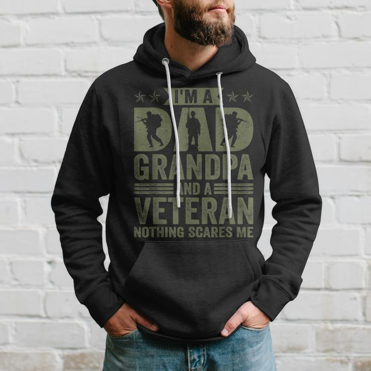 Vintage Im A Dad Grandpa And Veteran Nothing Scares Me Hoodie Gifts for Him