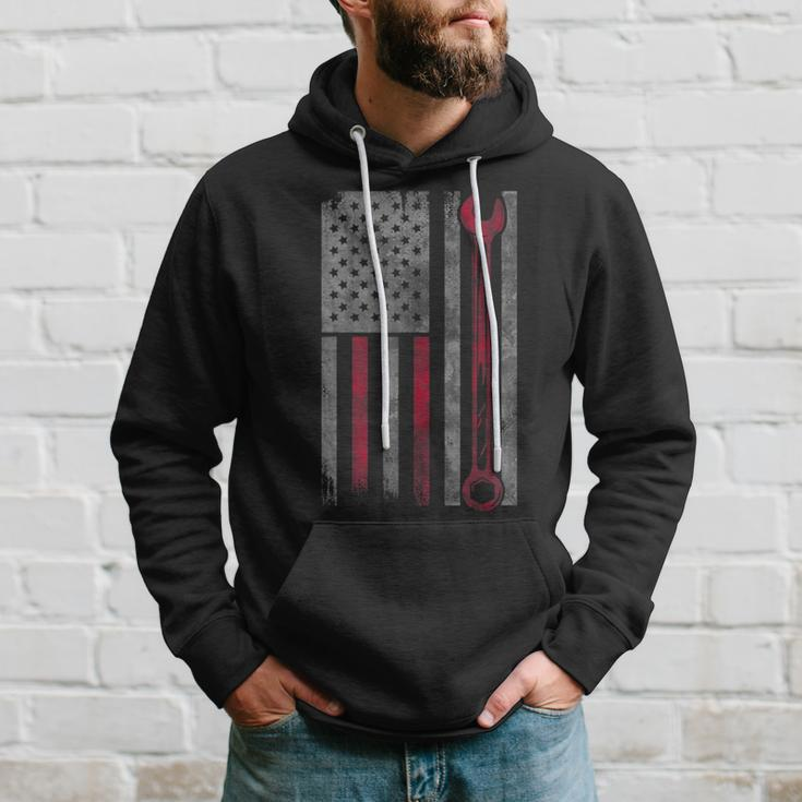 Vintage Mechanic American Flag Patriotic Car Mechanic Gift Gift For Mens Hoodie Gifts for Him