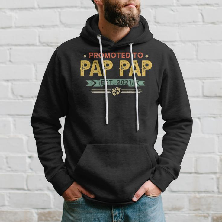 Vintage New Grandpa Promoted To Pap Pap Est2021 New Baby Hoodie Gifts for Him