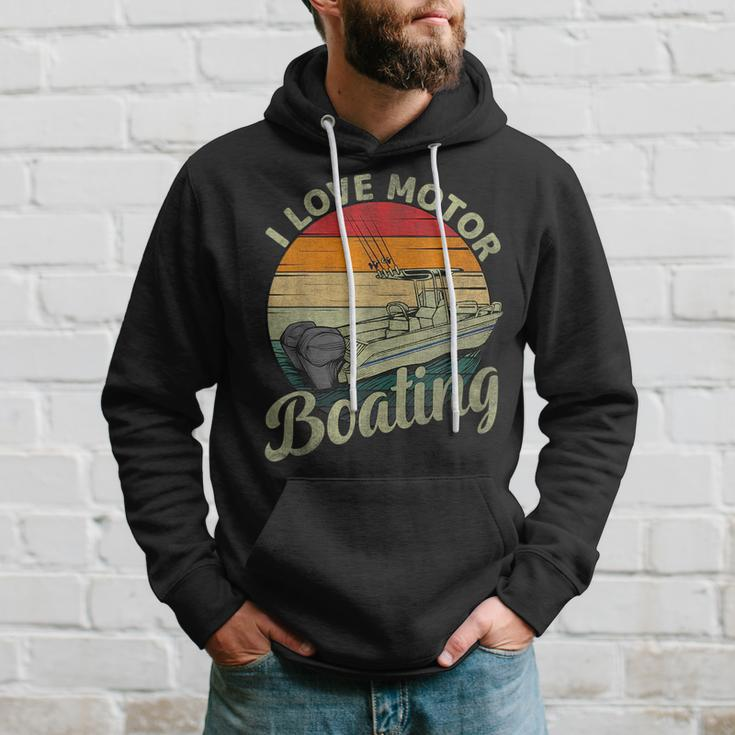 Vintage Retro I Love Motor Boating Funny Boater Boating Funny Gifts Hoodie Gifts for Him