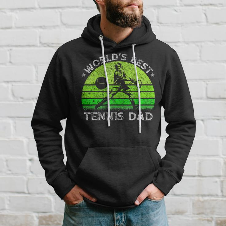 Vintage Retro Worlds Best Tennis Dad Silhouette Sunset Gift Hoodie Gifts for Him