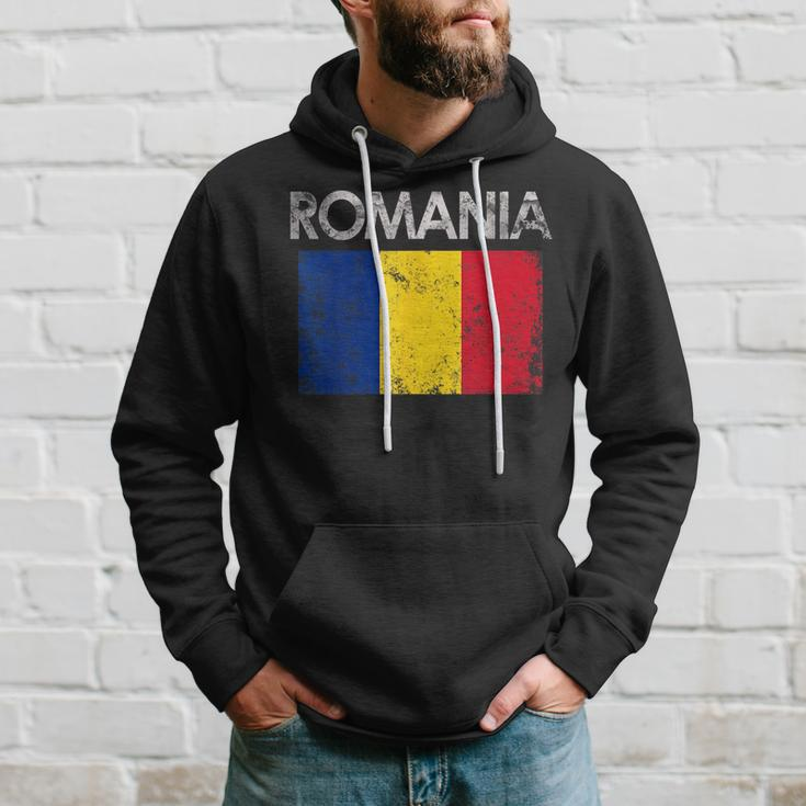 Vintage Romania Romanian Flag Pride Gift Pride Month Funny Designs Funny Gifts Hoodie Gifts for Him