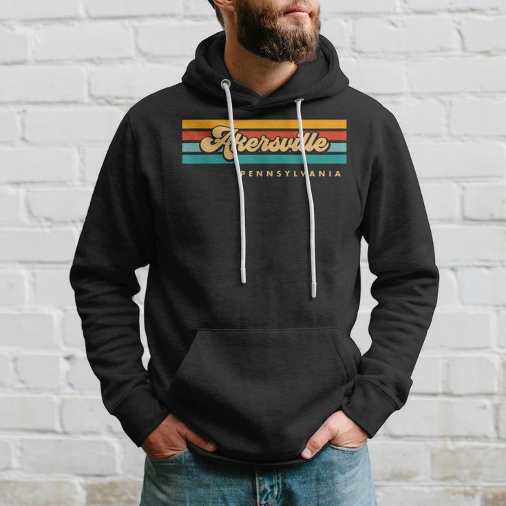 Vintage Sunset Stripes Akersville Pennsylvania Hoodie Gifts for Him