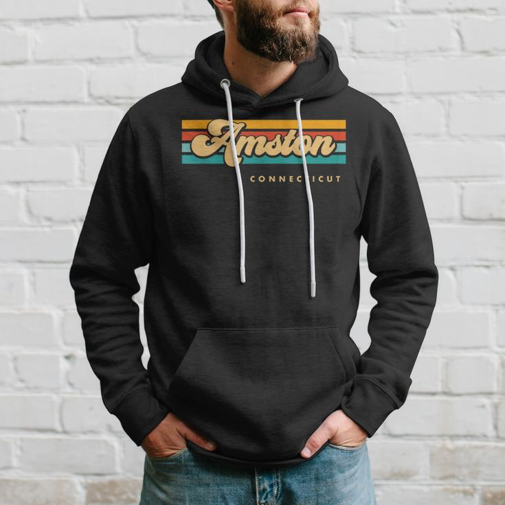 Vintage Sunset Stripes Amston Connecticut Hoodie Gifts for Him