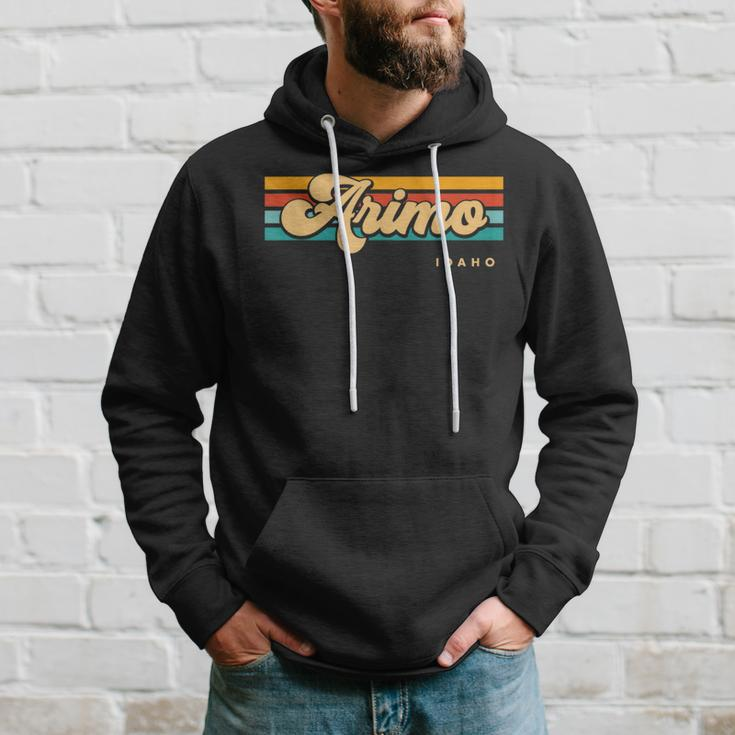 Vintage Sunset Stripes Arimo Idaho Hoodie Gifts for Him