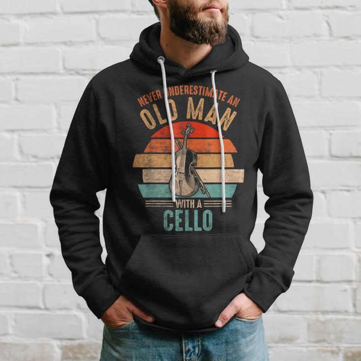 Vintage Never Underestimate An Old Man With A Cello Hoodie Gifts for Him