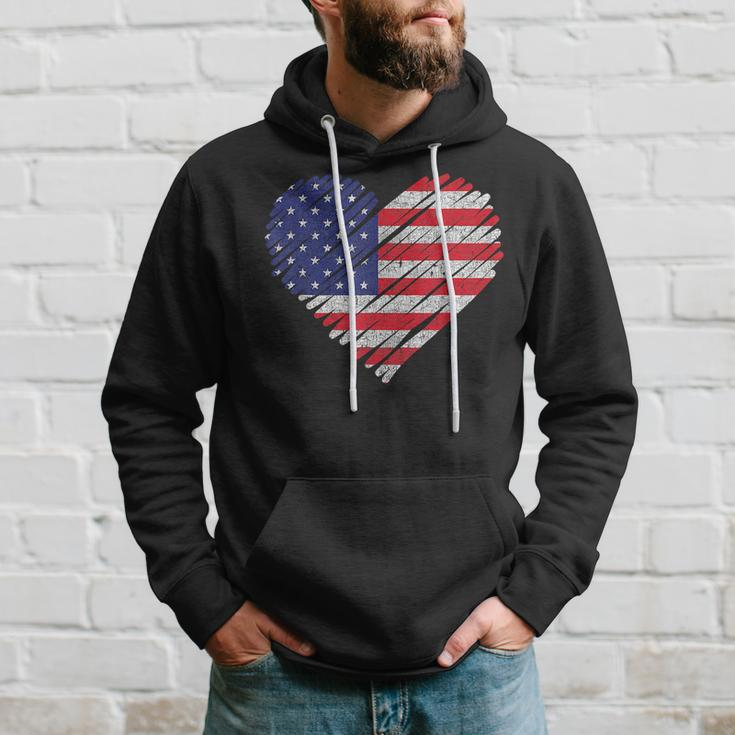 Vintage Usa Flag 4Th Of July Heart American Patriotic Hoodie Gifts for Him