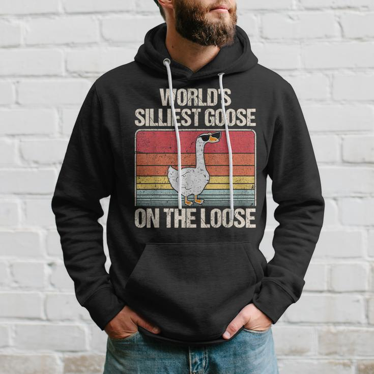 Vintage Worlds Silliest Goose On The Loose Funny Saying Hoodie Gifts for Him