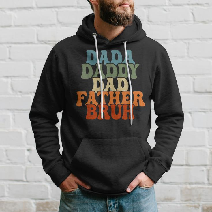 Vintageretro Fathers Day Outfit Dada Daddy Dad Father Bruh Hoodie Gifts for Him