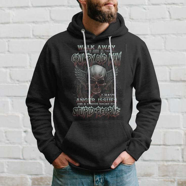 Walk Away I Am A Grumpy Old Man I Have Anger Issues Skull Hoodie Gifts for Him