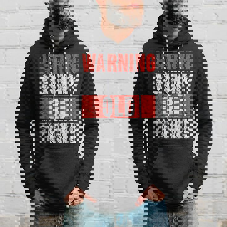 Warning Grumpy Old Farmer Funny Grandpa Farmer Hoodie Gifts for Him