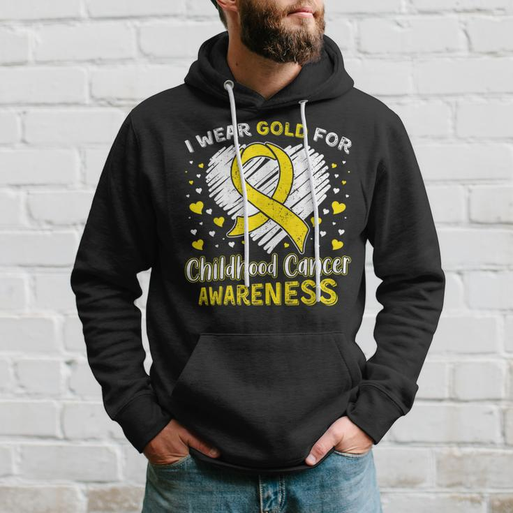 I Wear Gold For Childhood Golden Ribbon Cancer Awareness Hoodie Gifts for Him