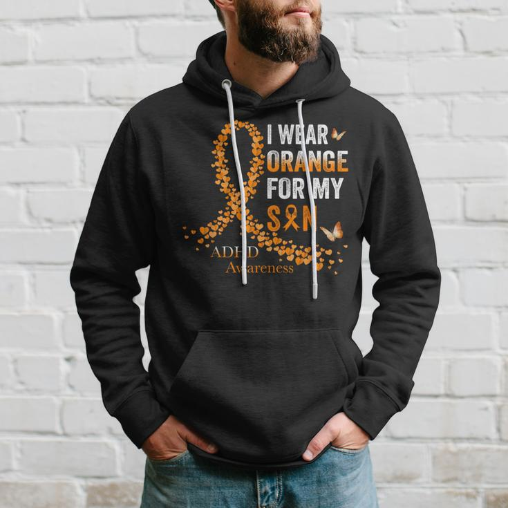 I Wear Orange For My Son Adhd Awareness Month Orange Ribbon Hoodie Gifts for Him