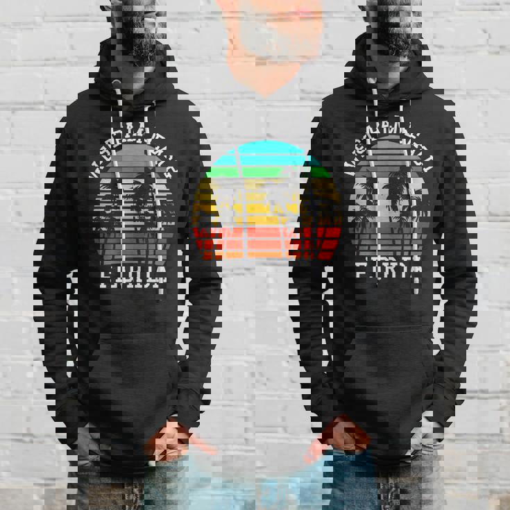 West Palm Beach Florida Retro Sunset Palm Trees Hoodie Gifts for Him