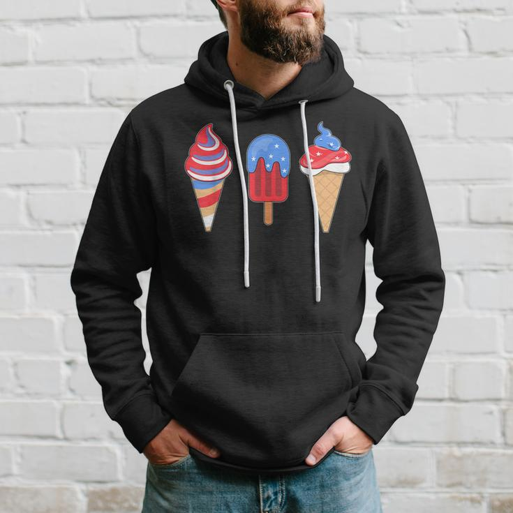 White Red Blue Ice Cream American Flag 4Th Of July Hoodie Gifts for Him