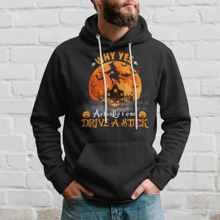 Why Yes Actually I Can Drive A Stick Halloween Witch Pumpkin Hoodie Gifts for Him