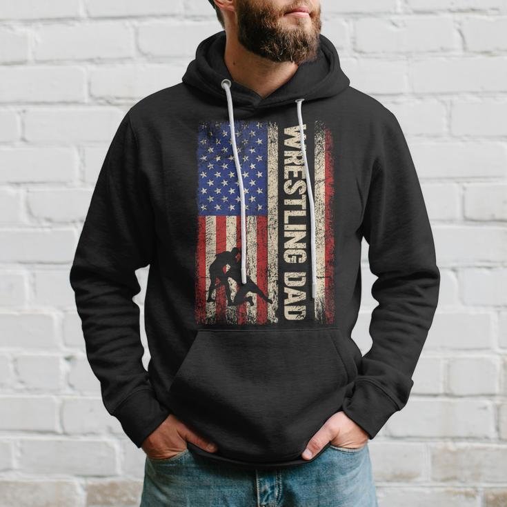 Wrestling Dad Usa American Flag Wrestle Men Fathers Day Hoodie Gifts for Him