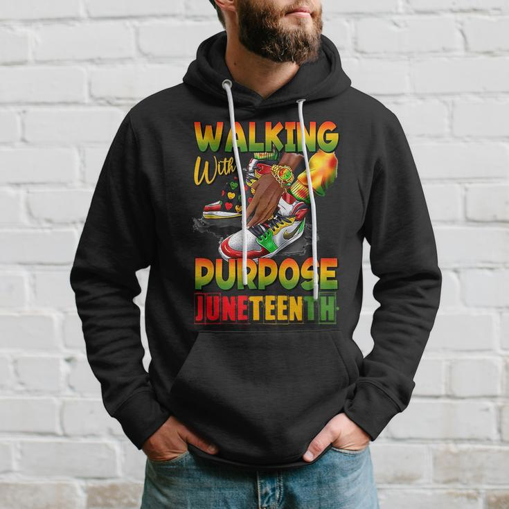 Youth Shoes Steppin Into Junenth Walking With Purpose Hoodie Gifts for Him