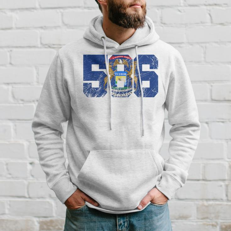 586 Area Code Flag Of Michigan State Macomb County Hoodie Gifts for Him