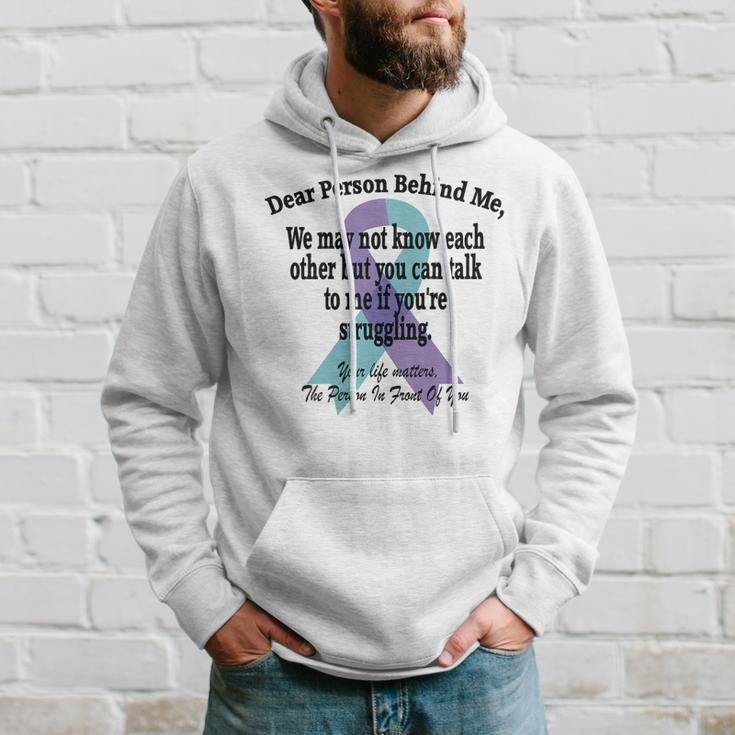 988 Suicide Prevention Awareness Dear Person Behind Me Suicide Funny Gifts Hoodie Gifts for Him