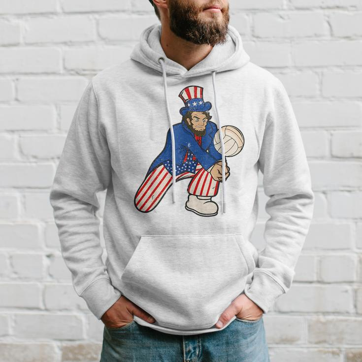 Abraham Lincoln Playing Volleyball Funny 4Th Of July Hoodie Gifts for Him