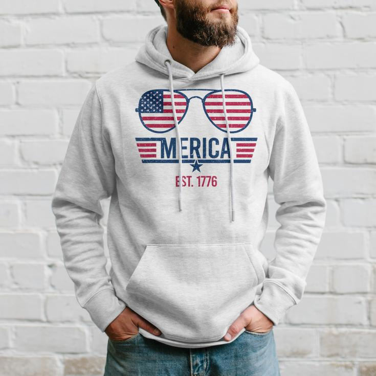 America Est 1776 4Th Of July Patriotic Usa Flag Sunglasses Hoodie Gifts for Him