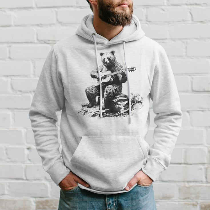 Bear Playing Acoustic Guitar Vintage Guitarist Music Lovers Guitar Funny Gifts Hoodie Gifts for Him