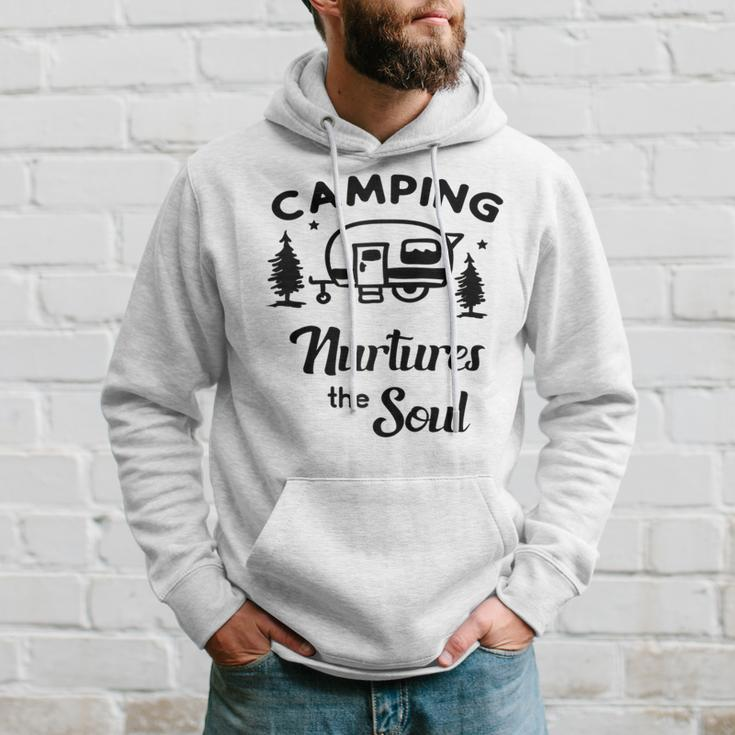 Camping Nurtures The Soul Rv Camper Quote Nature Lovers Hoodie Gifts for Him