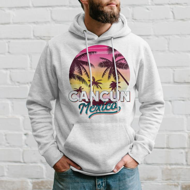 Cancun Mexico Palm Tree Beach Summer Vacation Sunset Hoodie Gifts for Him
